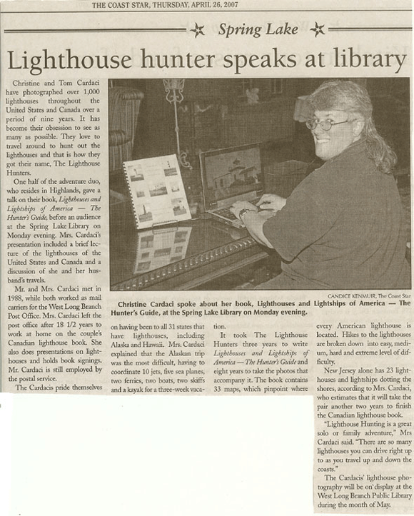 The Coast Star's article on The Lighthouse Hunters