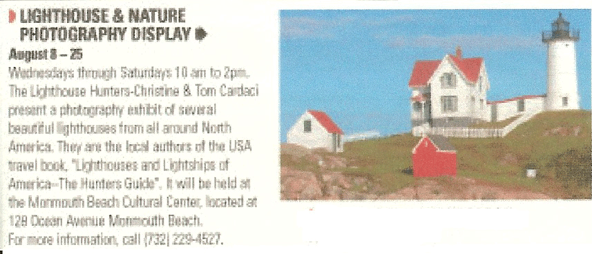 Monmouth County Voice Magazine's notice on The Lighthouse Hunters